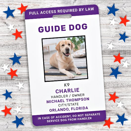 サービスドッグガイド犬IDフォトバパーソナライズされたッジ バッジ