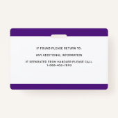 サービスドッグパーソナライズされたシンプルフォトIDバッジ バッジ (裏面)