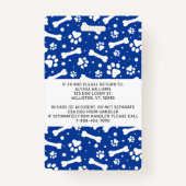 サービスドッグ写真ID パーソナライズされた Blue Pawプリント バッジ (裏面)