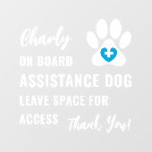 サービスドッグ同乗中 シアン ブルー 医療ロゴ カー ウィンドウサイン (シート)