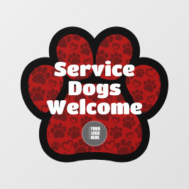 サービスドッグ歓迎 ペットの足跡カスタムロゴ ウィンドウサイン