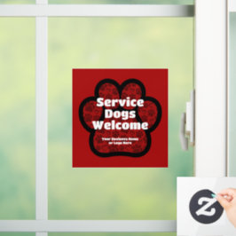 サービスドッグ歓迎 ペット用足跡プリント オーダーメイドビジネス ウィンドウサイン