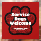 サービスドッグ歓迎 ペット用足跡プリント オーダーメイドビジネス ウィンドウサイン (シート2)
