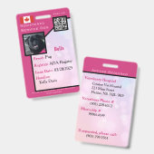 サービスドッグIDカードピンク垂直バッジ バッジ (正面＆裏面)