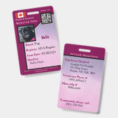 サービスドッグIDカード紫色の垂直バッジ バッジ (正面＆裏面)