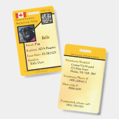 サービスドッグIDカード黄色の垂直バッジ バッジ (正面＆裏面)