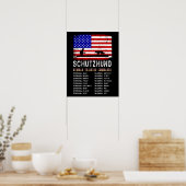 サービスドッグSchutzhundドイツ語トレーニングコマンド ポスター (キッチン)