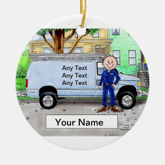 サービスバン、青 – 男性 セラミックオーナメント (正面)