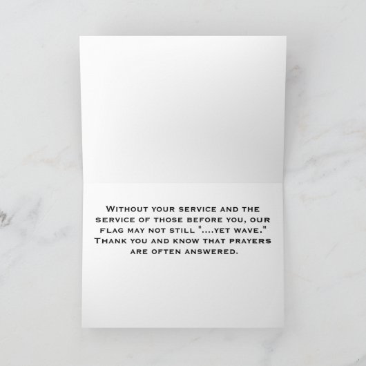 サービスマン、サービスマンのウェルカムホームカード サンキューカード (内部)