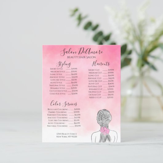 サービスメニューガール編みピンク水色 (スタンド正面)