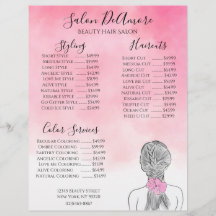 サービスメニューガール(三つ編みピンクの水彩)