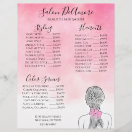 サービスメニューガール（三つ編みピンクの水彩）  レターヘッド