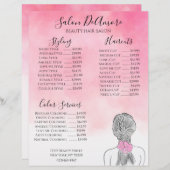 サービスメニューガール（三つ編みピンクの水彩）  レターヘッド (正面/裏面)