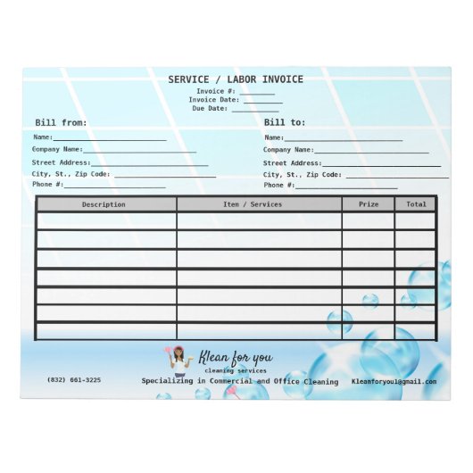 サービス労務請求書消去サービス ノートパッド (正面)