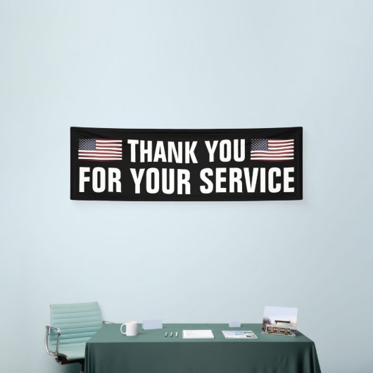 サービス愛国的な米国国旗のサインをありがとう 横断幕 (トレードショー)