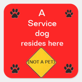 サービス犬はここにステッカーを住んでいる スクエアシール