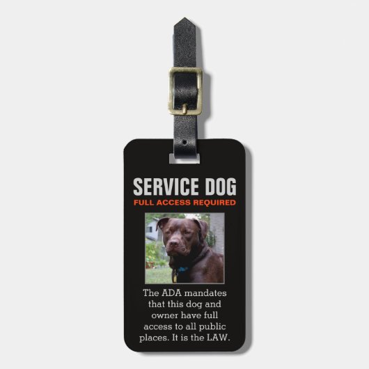 サービス犬-黒フルアクセスの必須のバッジ ラゲッジタグ (正面縦)