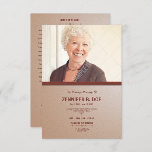 サービス葬儀のプログラム・カードの順序 招待状 (正面/裏面)