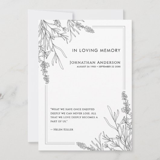 サービス葬儀プログラムの記憶順序を愛して 招待状 (正面)