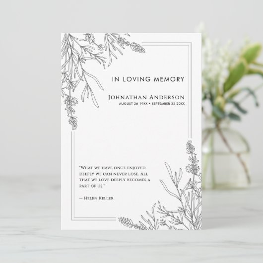 サービス葬儀プログラムの記憶順序を愛して 招待状 (スタンド正面)