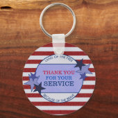 サービス退役軍人のレザーに感謝素朴 キーホルダー (正面)