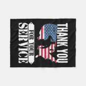 サービス退役軍人Patriot Militarありがとう フリースブランケット (正面(横))