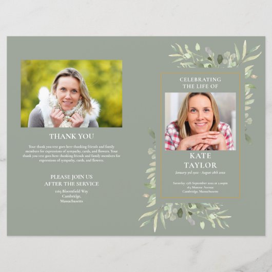 サービス オーダー セージ フォリアージュ 葬儀 プログラム (正面)