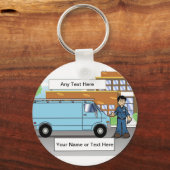 サービスVan Blue、コントラクター – 男性の漫画 キーホルダー (正面)