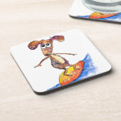 サーフお洒落ボードの可愛い犬 コースター (左側)