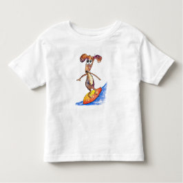 サーフお洒落ボードの可愛い犬 トドラーTシャツ