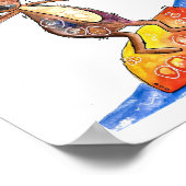 サーフお洒落ボードの可愛い犬 ポスター (角)