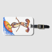 サーフお洒落ボードの可愛い犬 ラゲッジタグ (正面横)