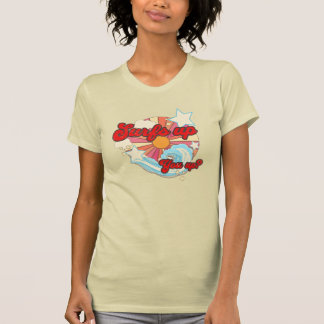 サーフがアゲてます レトロな70年代の淡色ビーチ 女性用 Tシャツ