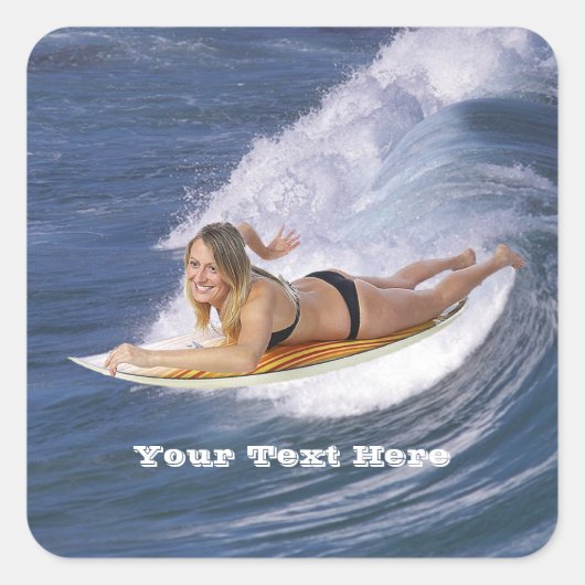 サーフがアップ！波を捕まえろ！ スクエアシール (正面)