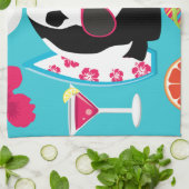 サーフするおもしろいなパンダくまのビーチののらくら者のカッコいいのサングラス キッチンタオル (折り畳み)