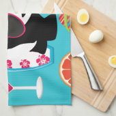 サーフするおもしろいなパンダくまのビーチののらくら者のカッコいいのサングラス キッチンタオル (四つ折り)