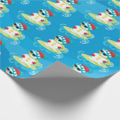 サーフのビーチの雪だるまのクリスマス・パーティのタイルを張られた覆い ラッピングペーパー (角)