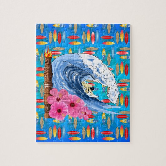 サーファーおよびTikiの彫像 ジグソーパズル (縦)