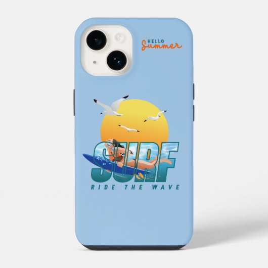 サーファーが波に乗る｜(F) iPhoneケース (裏面)
