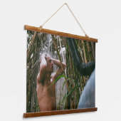 サーファーで竹シャワーウッドトップウォールタペストリー 吊り下げ型タペストリー (傾斜あり)