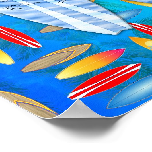 サーファーとサーフボード ポスター (角)