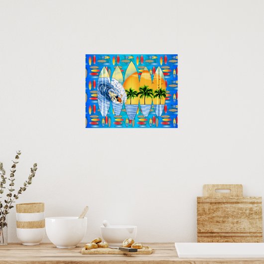 サーファーとサーフボード ポスター (キッチン)