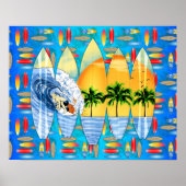 サーファーとサーフボード ポスター (正面)