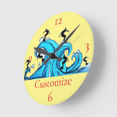 サーファーどこでもサンダー_コーブ ラウンド壁時計 (傾斜)