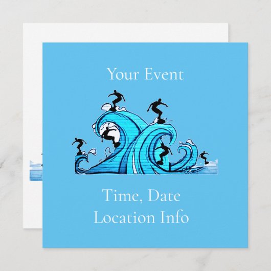 サーファーどこでもサンダー_コーブ 招待状 (正面/裏面)