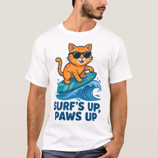 サーファーにゃんこTシャツ サーファップ ポーズアップ Tシャツ