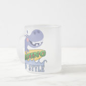 サーファーのカバ フロストグラスマグカップ (正面左)