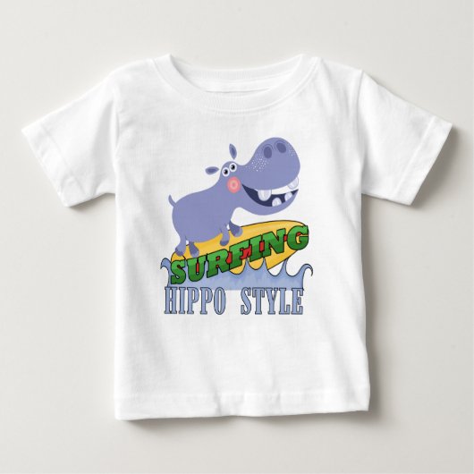 サーファーのカバ ベビーTシャツ (正面)