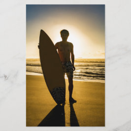 サーファーのシルエットと日の出 便箋