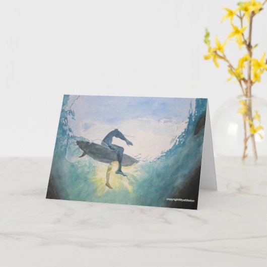 サーファーのシルエットカード カード (黄色い花)